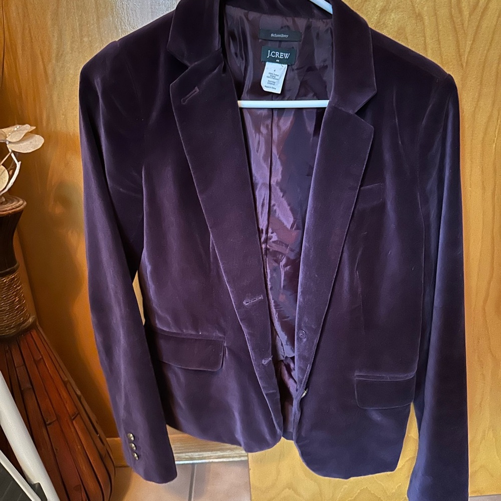 J. Crew Purple Velvet Blazer Elegant Structured Design